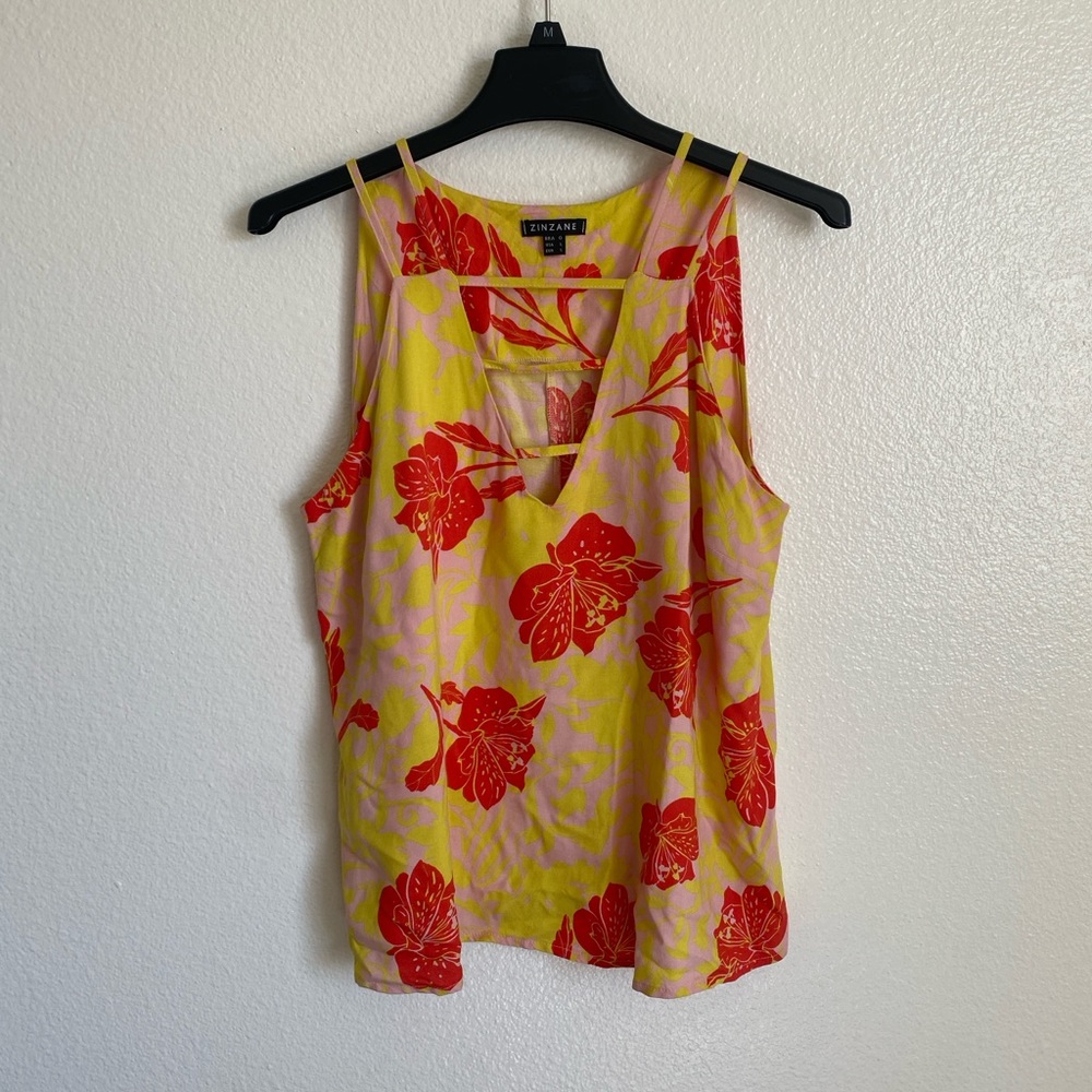 Zane Yellow Cream Cut Out Tank Top